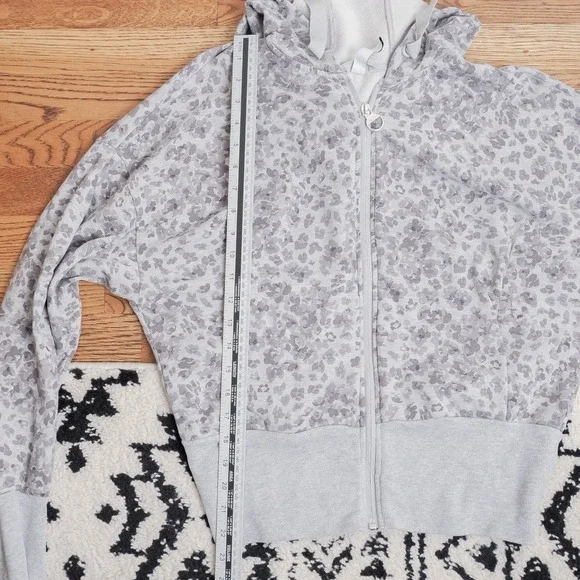 Athleta Heather Gray Leopard-Print Zip Hoodie - Picture 9 of 11